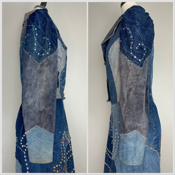 ❌SOLD❌Vintage 1970s Love Melody Denim and Leather Patchwork Jacket, Levi's - Picture 6 of 9